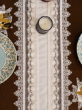 The Amélie Lace Table Runner by Uahan — layered ivory lace runner, overhead view