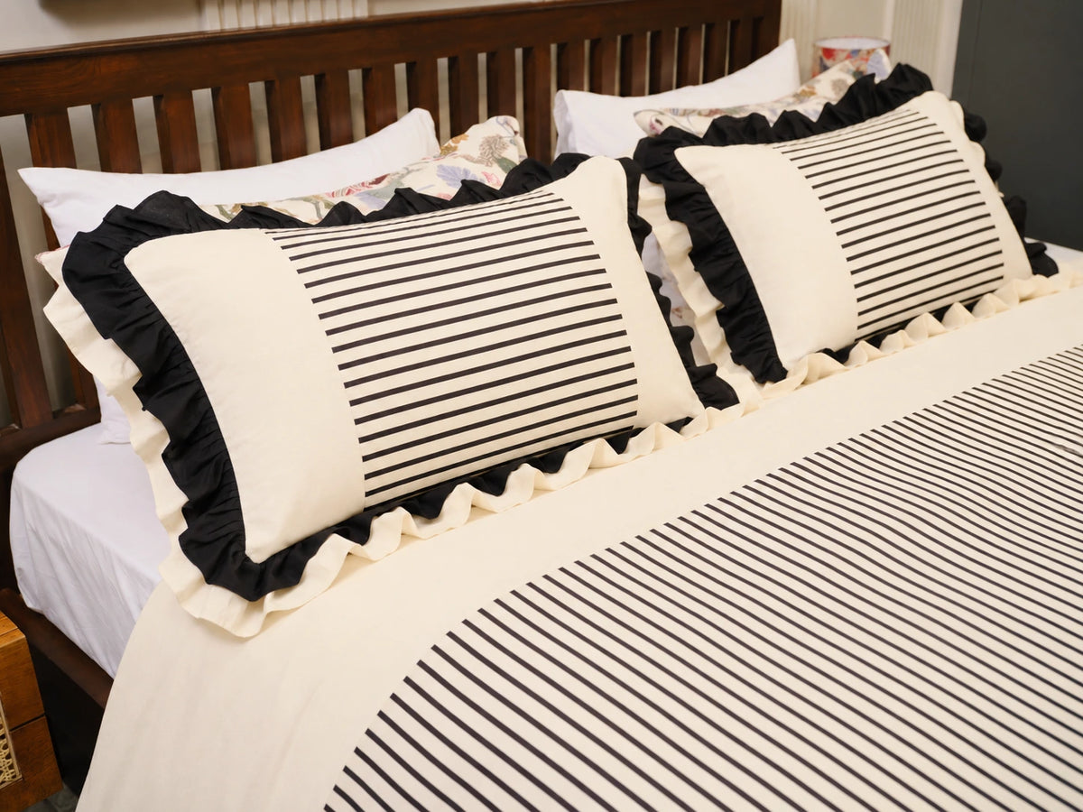 The Colette Cover Set by Uahan — detail of the double-ruffle pillow cover