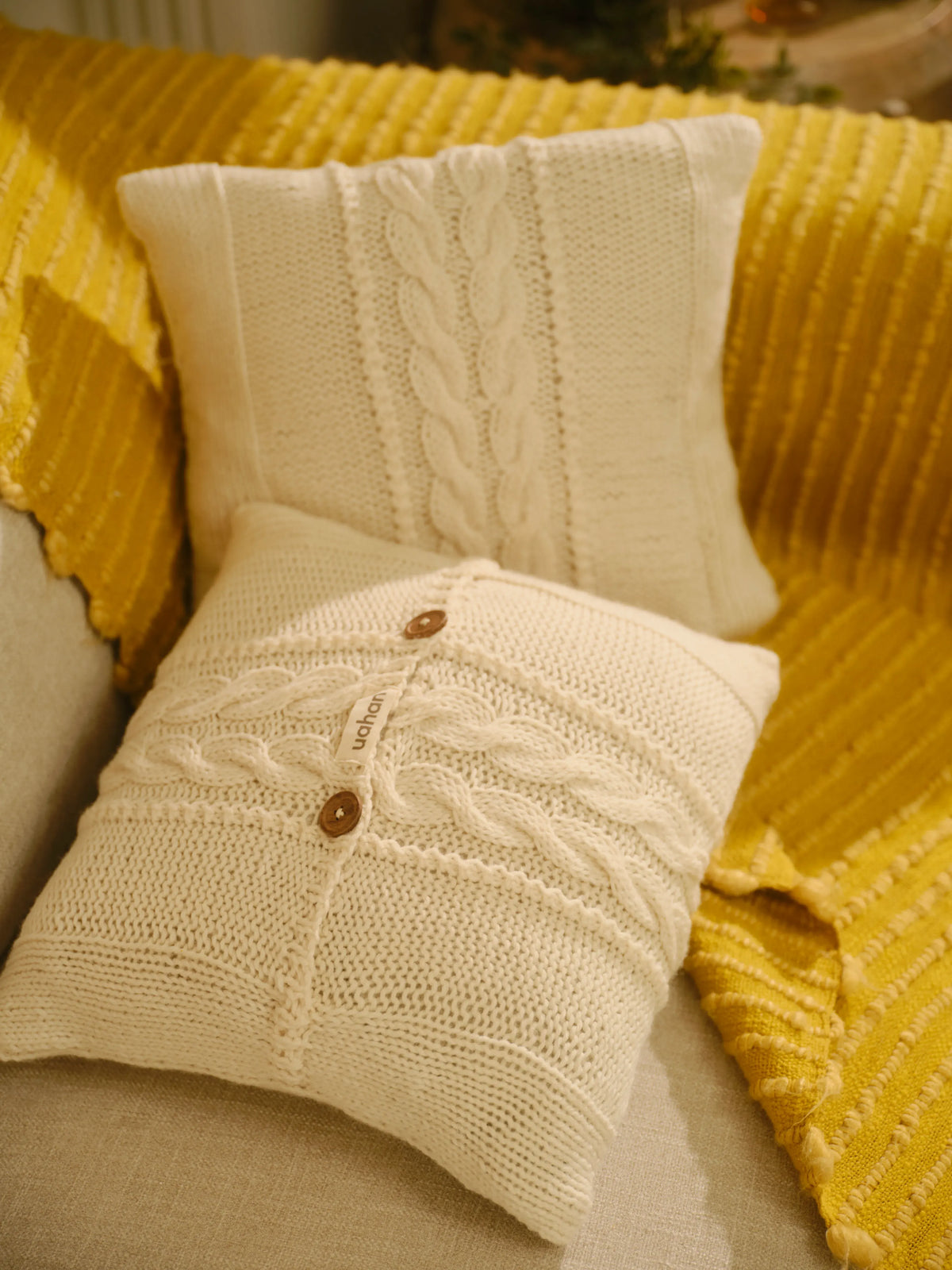 The Maman Cable-Knit Cushion Cover by Uahan