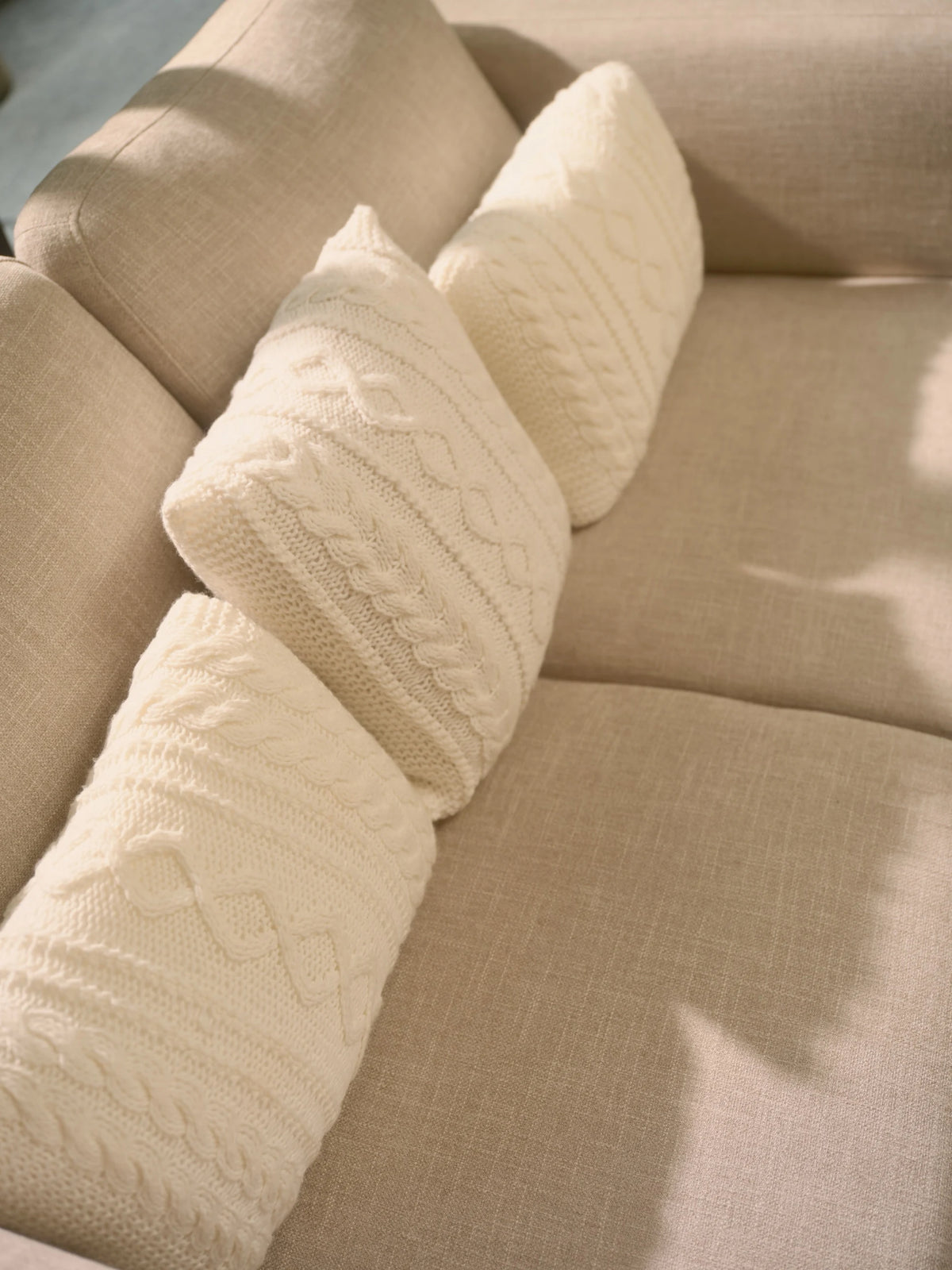 The Maman Cable-Knit Cushion Covers by Uahan — cable-knit texture from above
